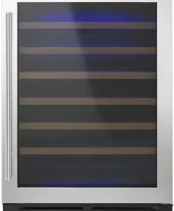24" Under Counter Wine Center, 51-Bottle Capacity, Single Zone, LED Lighting.